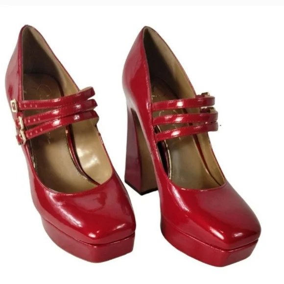 Brand New Jessica Simpson Red Patent Platform Mary Jane Heels Shoes 8 - Picture 8 of 13
